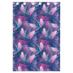 Teal And Pink Tropical Floral Print Curtain