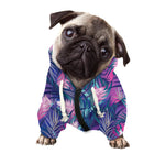 Teal And Pink Tropical Floral Print Dog Zip Up Hoodie