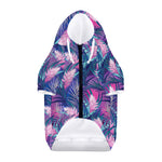 Teal And Pink Tropical Floral Print Dog Zip Up Hoodie