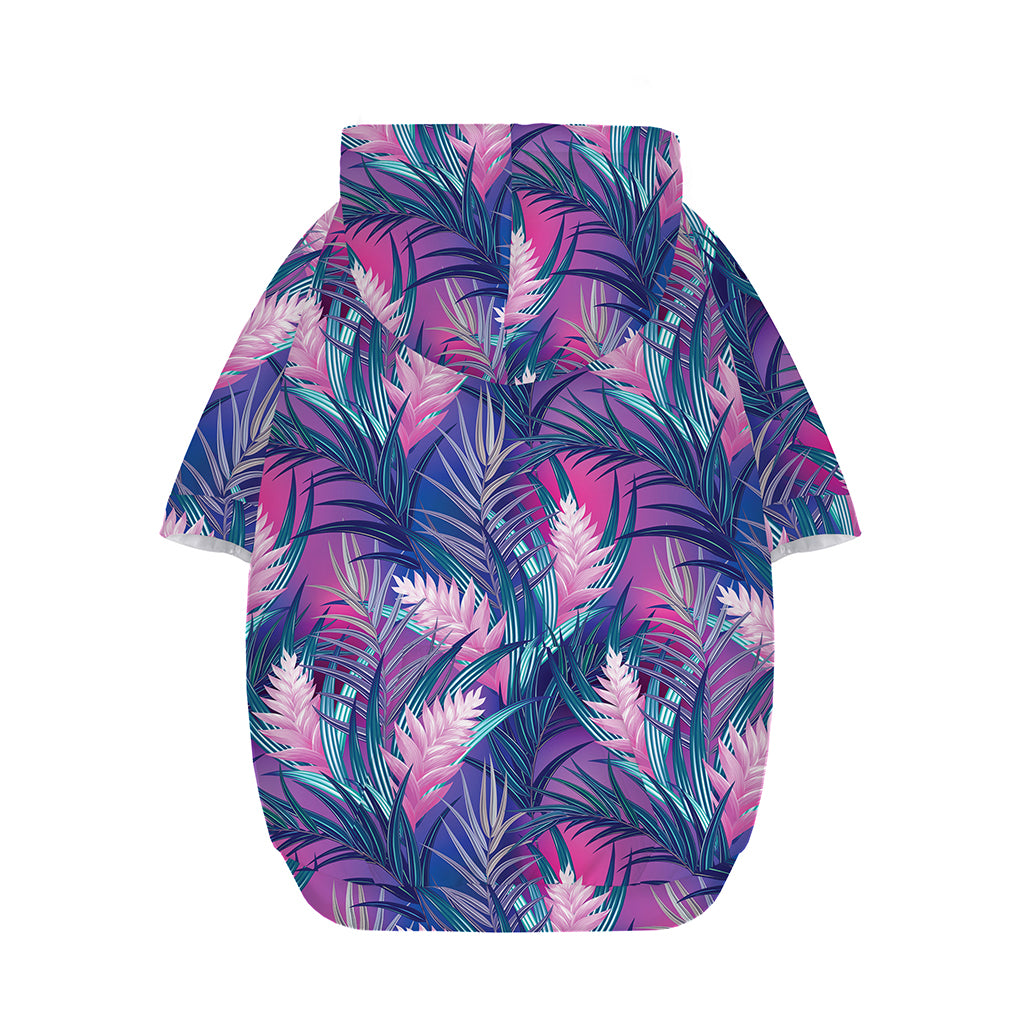 Teal And Pink Tropical Floral Print Dog Zip Up Hoodie