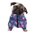 Teal And Pink Tropical Floral Print Dog Zip Up Jacket