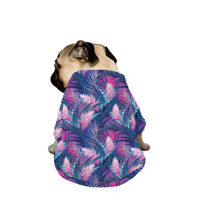 Teal And Pink Tropical Floral Print Dog Zip Up Jacket