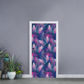 Teal And Pink Tropical Floral Print Door Sticker