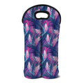 Teal And Pink Tropical Floral Print Double Neoprene Wine Tote