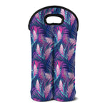 Teal And Pink Tropical Floral Print Double Neoprene Wine Tote