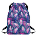 Teal And Pink Tropical Floral Print Drawstring Backpack