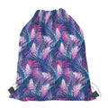 Teal And Pink Tropical Floral Print Drawstring Bag