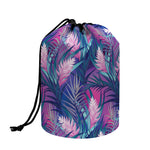 Teal And Pink Tropical Floral Print Drawstring Makeup Bag