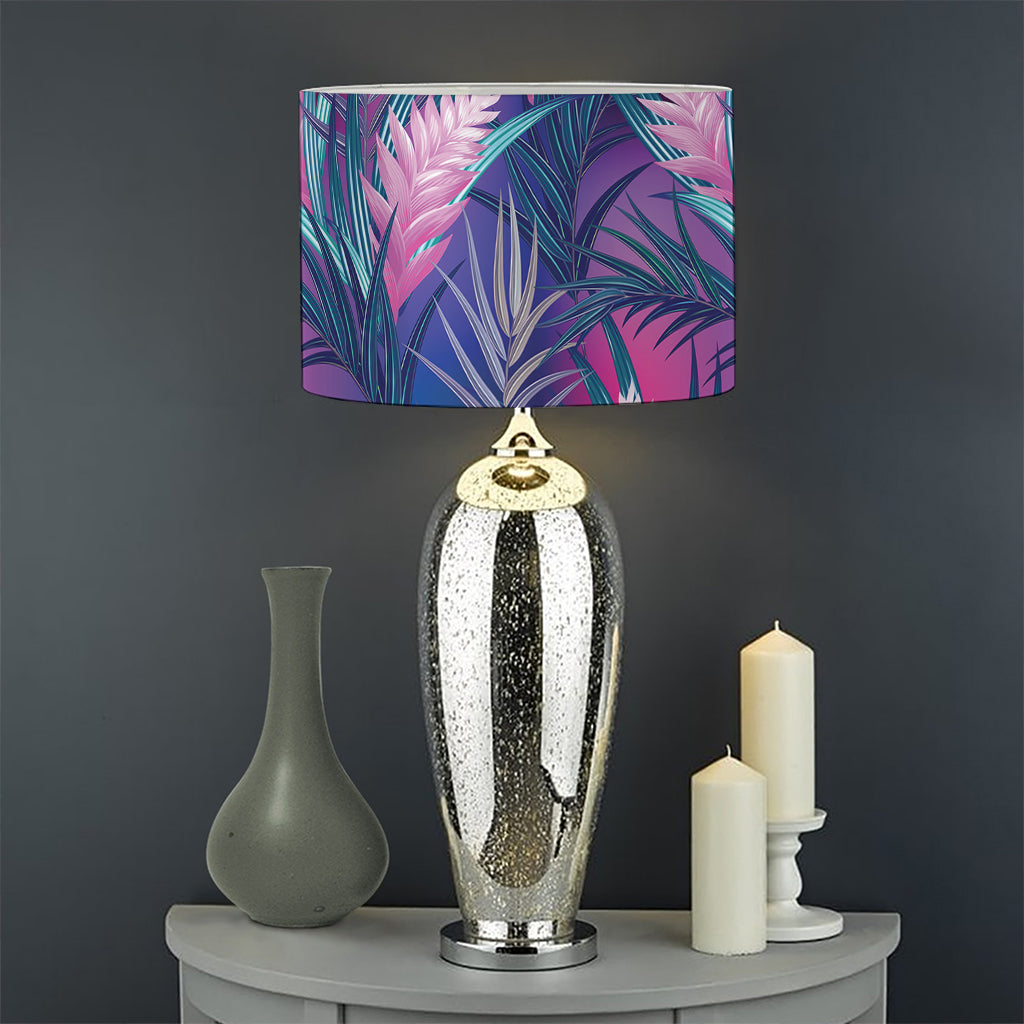 Teal And Pink Tropical Floral Print Drum Lamp Shade