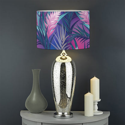 Teal And Pink Tropical Floral Print Drum Lamp Shade