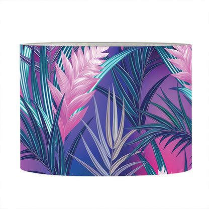 Teal And Pink Tropical Floral Print Drum Lamp Shade