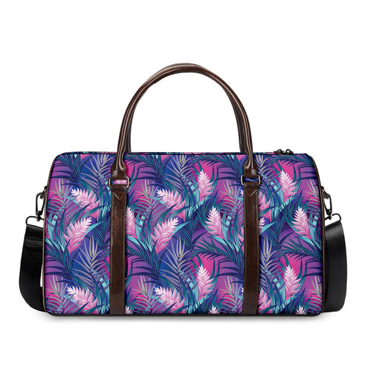 Teal And Pink Tropical Floral Print Duffle Bag