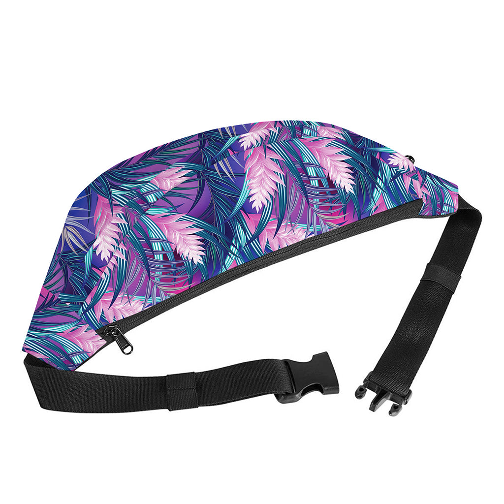 Teal And Pink Tropical Floral Print Fanny Pack