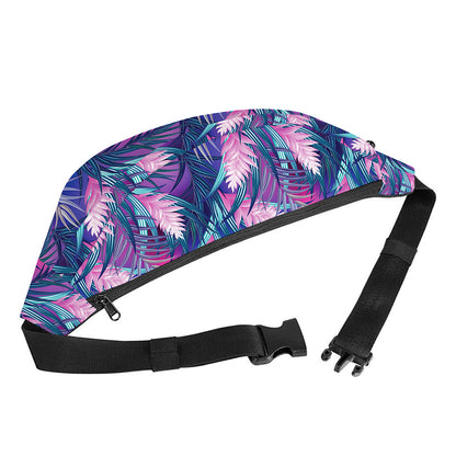Teal And Pink Tropical Floral Print Fanny Pack