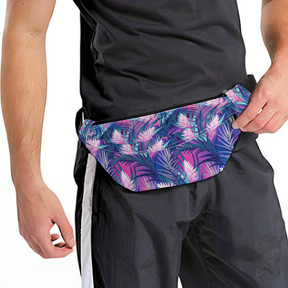 Teal And Pink Tropical Floral Print Fanny Pack