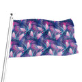 Teal And Pink Tropical Floral Print Flag