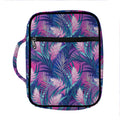 Teal And Pink Tropical Floral Print Front Pocket Bible Bag