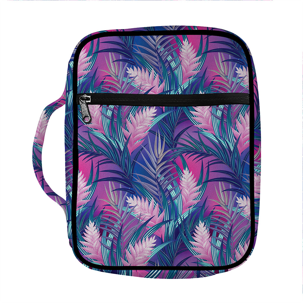 Teal And Pink Tropical Floral Print Front Pocket Bible Bag