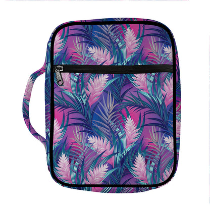 Teal And Pink Tropical Floral Print Front Pocket Bible Bag