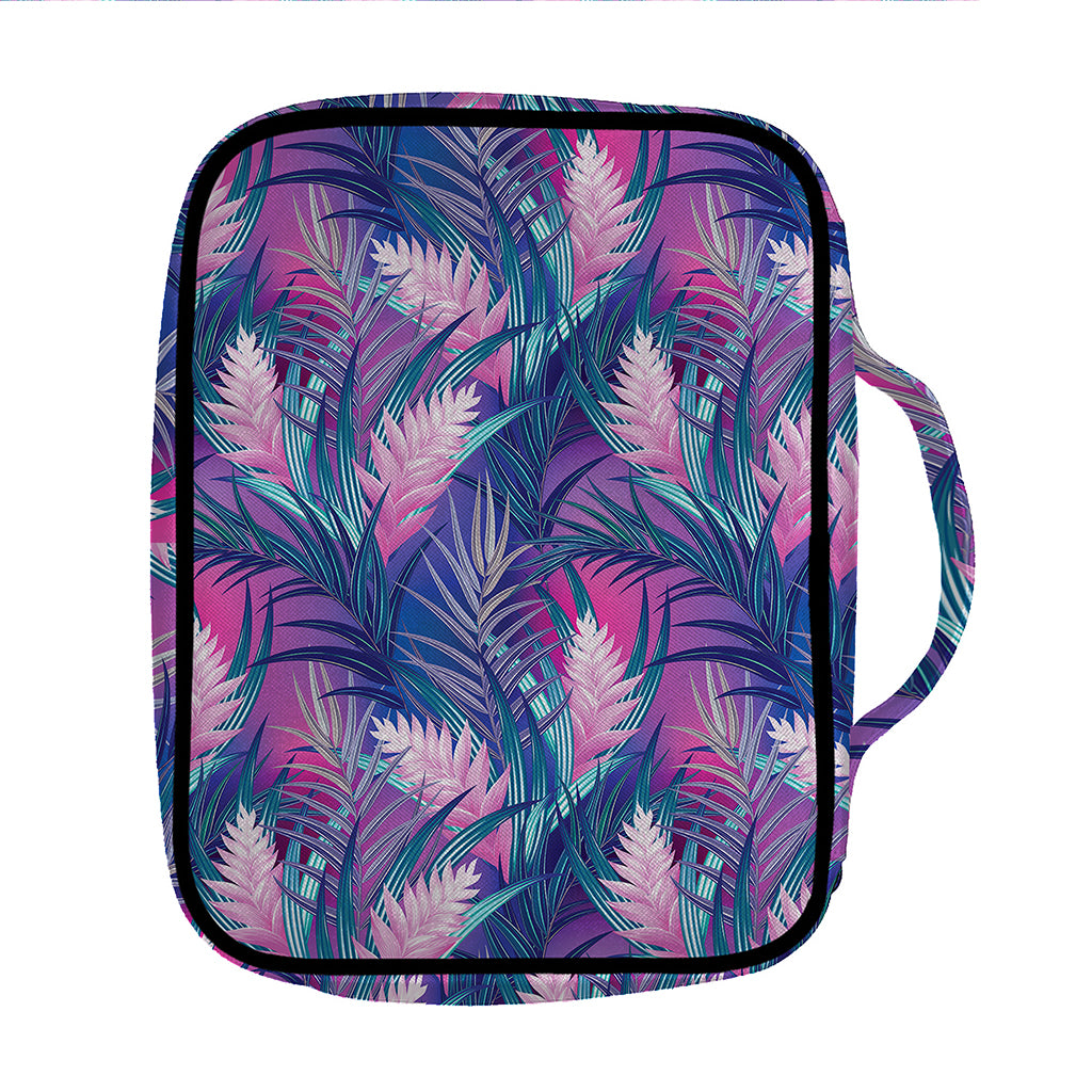 Teal And Pink Tropical Floral Print Front Pocket Bible Bag