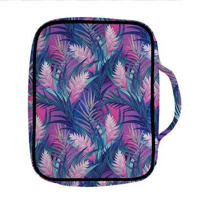 Teal And Pink Tropical Floral Print Front Pocket Bible Bag
