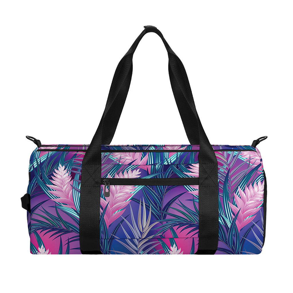 Teal And Pink Tropical Floral Print Gym Bag