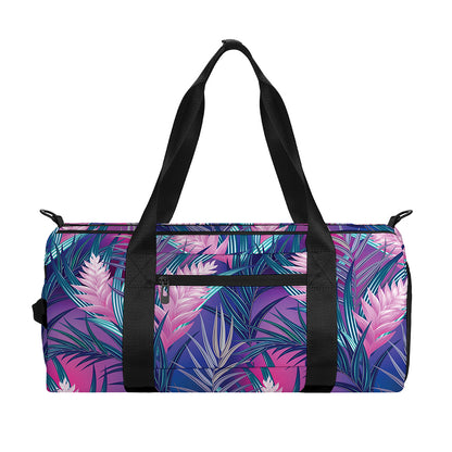 Teal And Pink Tropical Floral Print Gym Bag