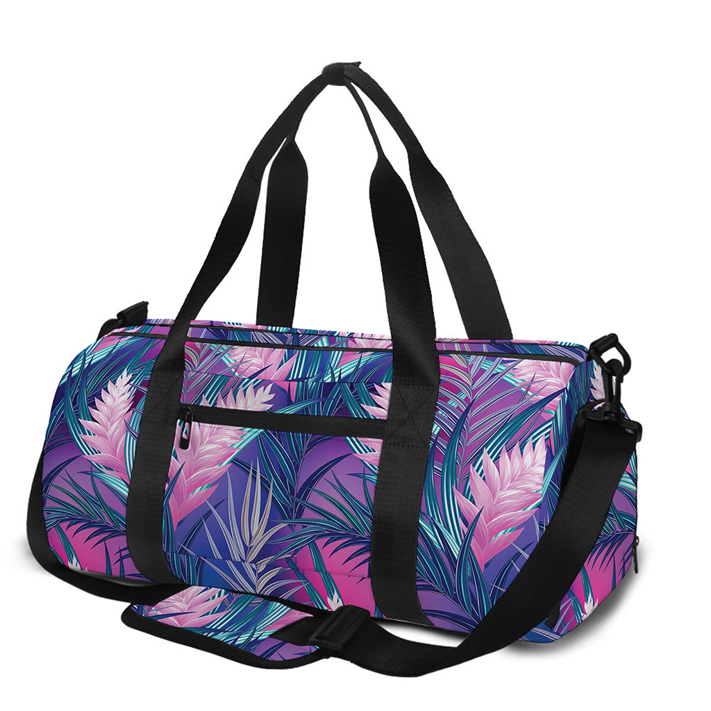 Teal And Pink Tropical Floral Print Gym Bag