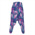 Teal And Pink Tropical Floral Print Hammer Pants