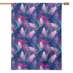 Teal And Pink Tropical Floral Print House Flag