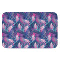 Teal And Pink Tropical Floral Print Indoor Door Mat