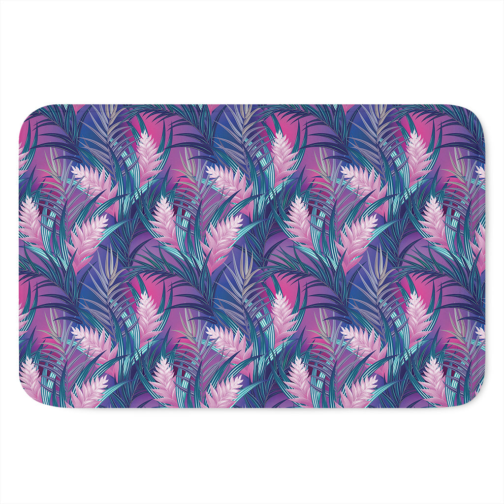 Teal And Pink Tropical Floral Print Indoor Door Mat