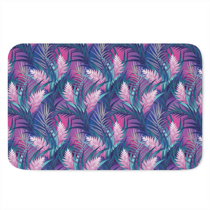 Teal And Pink Tropical Floral Print Indoor Door Mat