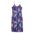 Teal And Pink Tropical Floral Print Jersey Midi Cami Dress