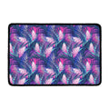 Teal And Pink Tropical Floral Print Kitchen Mat