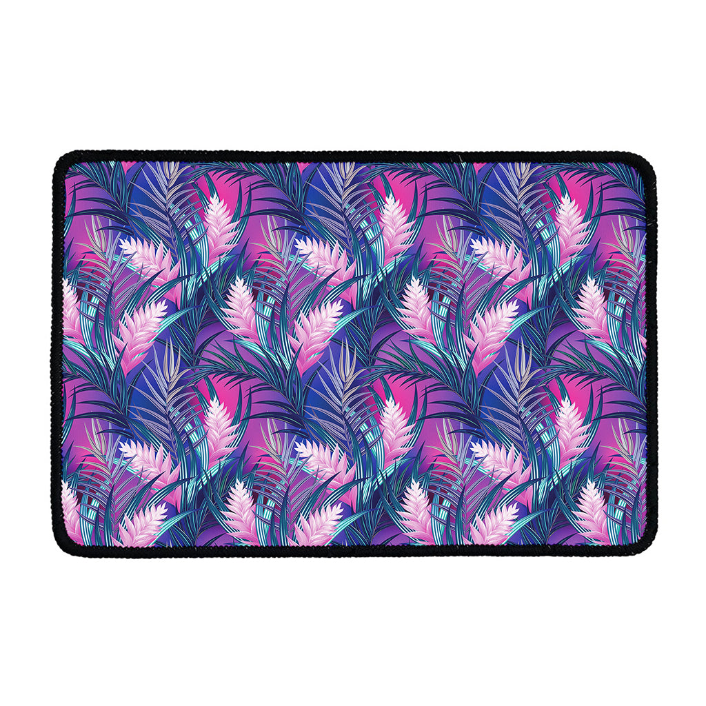 Teal And Pink Tropical Floral Print Kitchen Mat