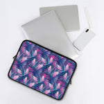 Teal And Pink Tropical Floral Print Laptop Sleeve