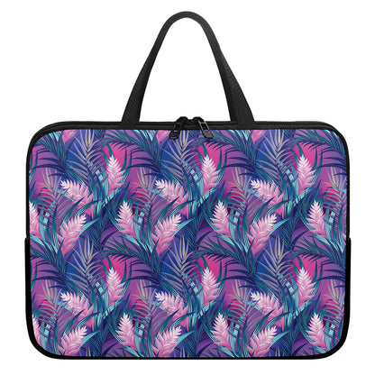 Teal And Pink Tropical Floral Print Laptop Sleeve With Handle