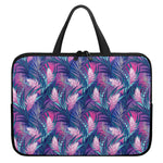 Teal And Pink Tropical Floral Print Laptop Sleeve With Handle