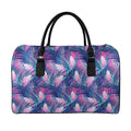 Teal And Pink Tropical Floral Print Leather Duffel Bag