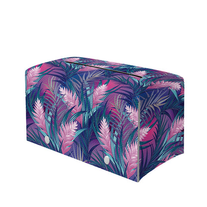 Teal And Pink Tropical Floral Print Leather Tissue Box Cover