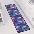 Teal And Pink Tropical Floral Print Long Kitchen Mat