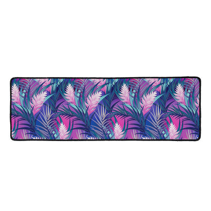 Teal And Pink Tropical Floral Print Long Kitchen Mat