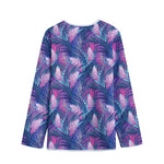 Teal And Pink Tropical Floral Print Long Sleeve Short Coat