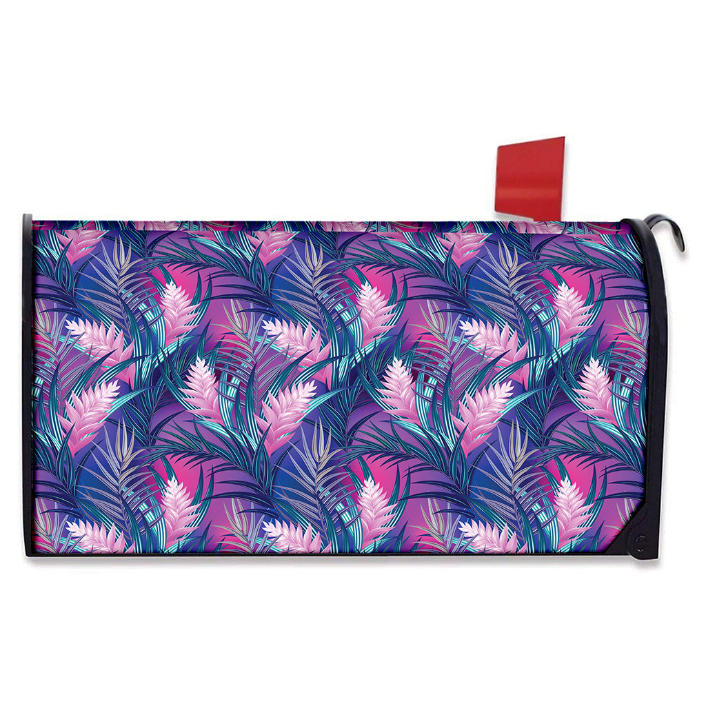 Teal And Pink Tropical Floral Print Mailbox Cover