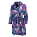 Teal And Pink Tropical Floral Print Men's Bathrobe