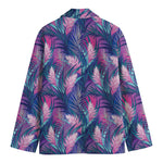 Teal And Pink Tropical Floral Print Men's Blazer