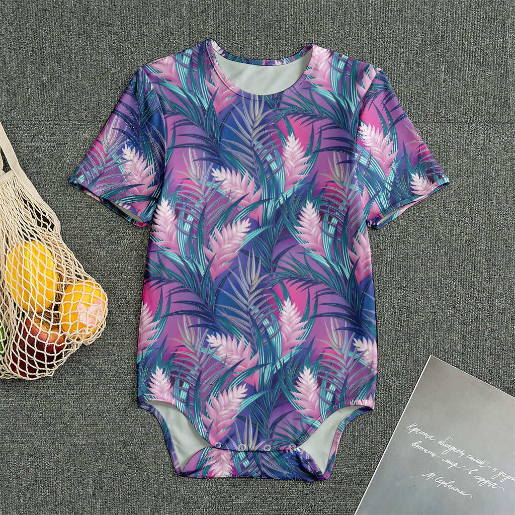 Teal And Pink Tropical Floral Print Men's Bodysuit