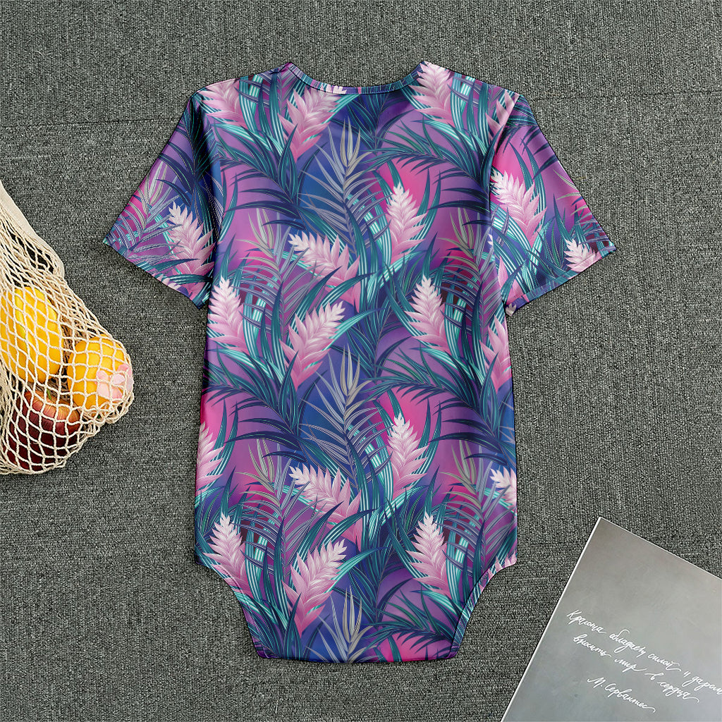 Teal And Pink Tropical Floral Print Men's Bodysuit