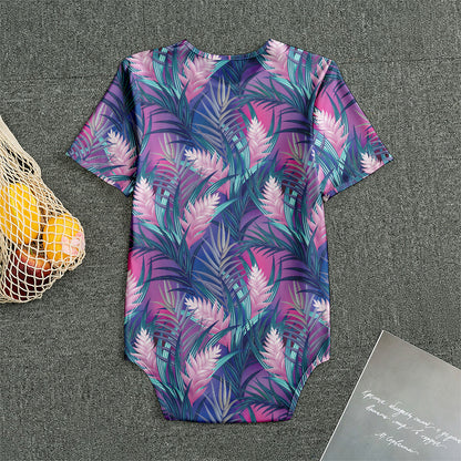 Teal And Pink Tropical Floral Print Men's Bodysuit
